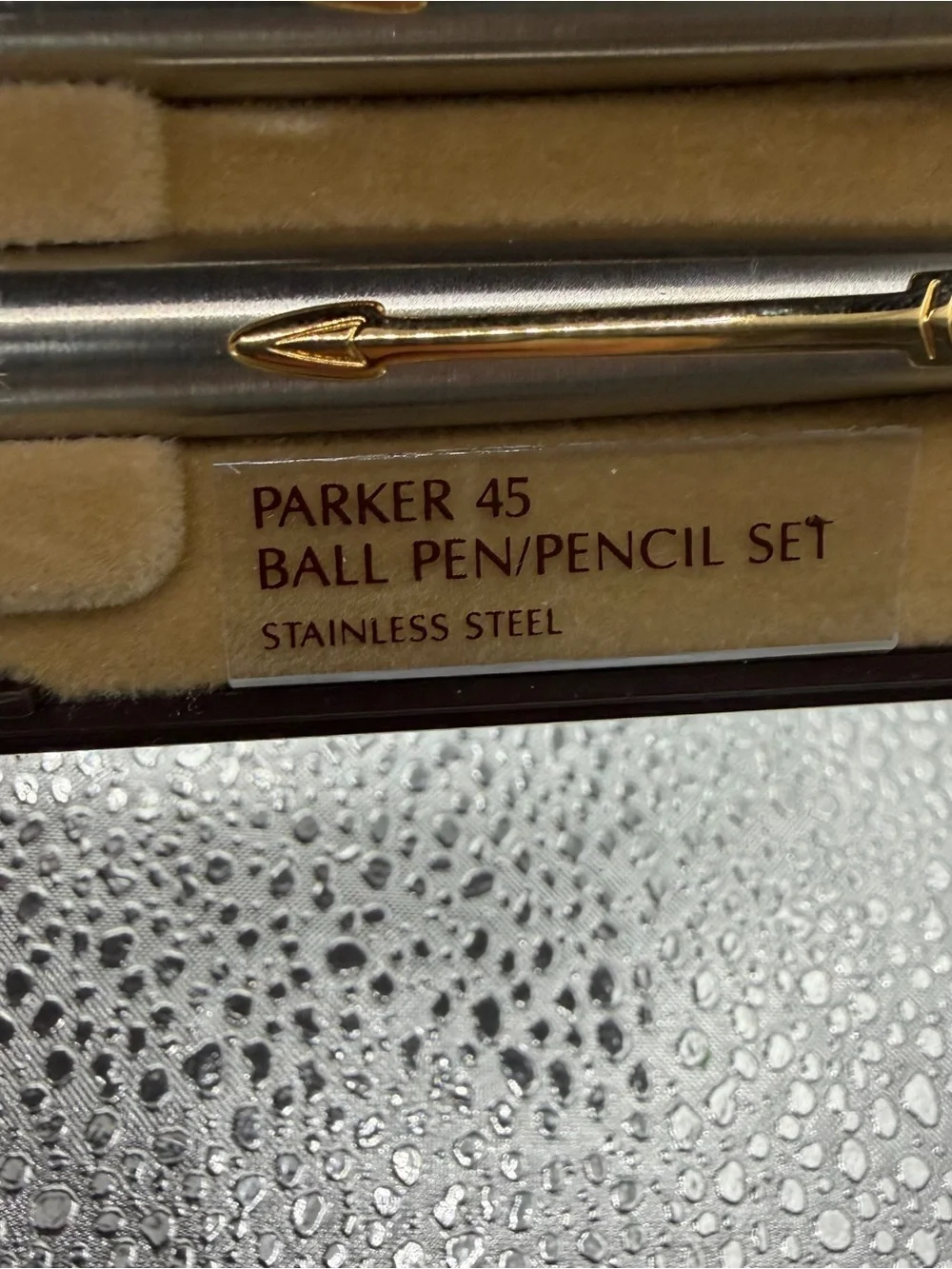 Parker 45 Stainless Steel Pen and Pencil Set with Gold Trim
